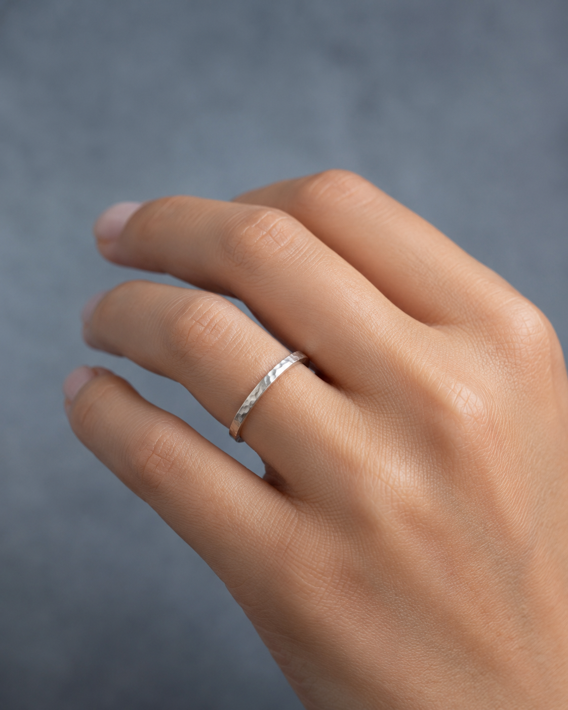 Sterling Silver2.7mm Hammered Ring size Y