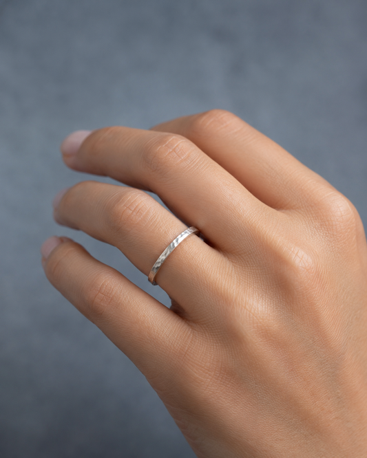 Sterling Silver2.7mm Hammered Ring size Y