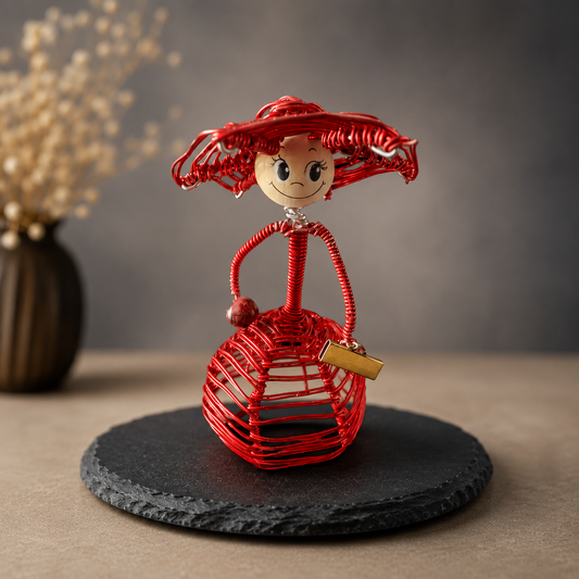 Happy Lady in Red – Wire Sculpture