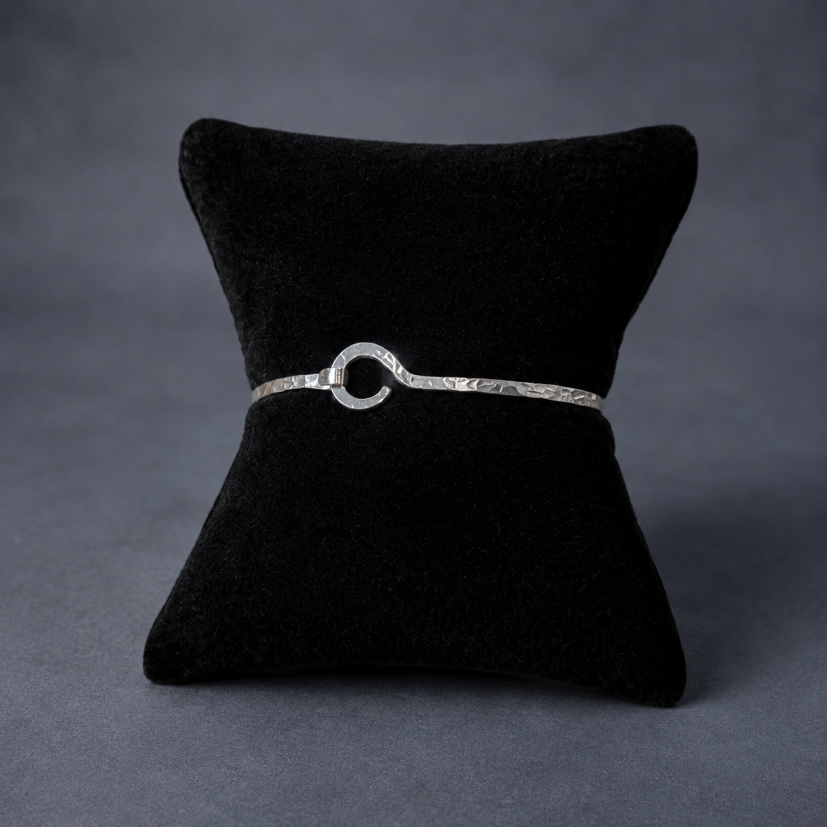 Sterling Silver Bangle with Hook and Eye Focal Point