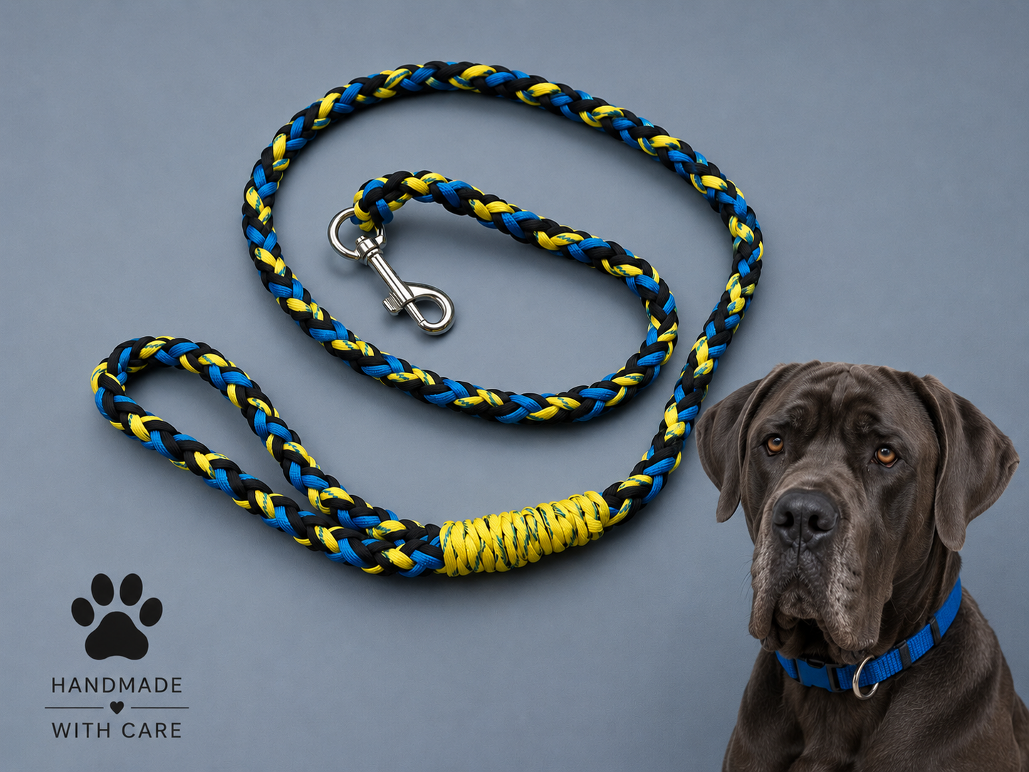 4ft 5" multi colour hi viz dog lead large hook