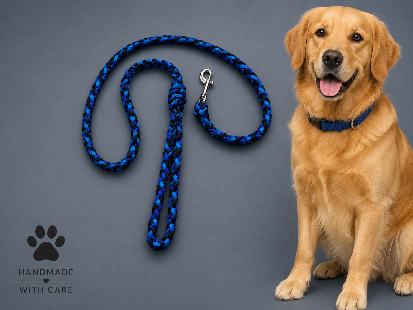 4ft 6" Light/Dark Blue & Black Hi-Viz Dog Lead