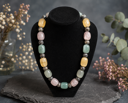 Aventurine, Citrine, Rose Quartz & Milky Quartz Necklace