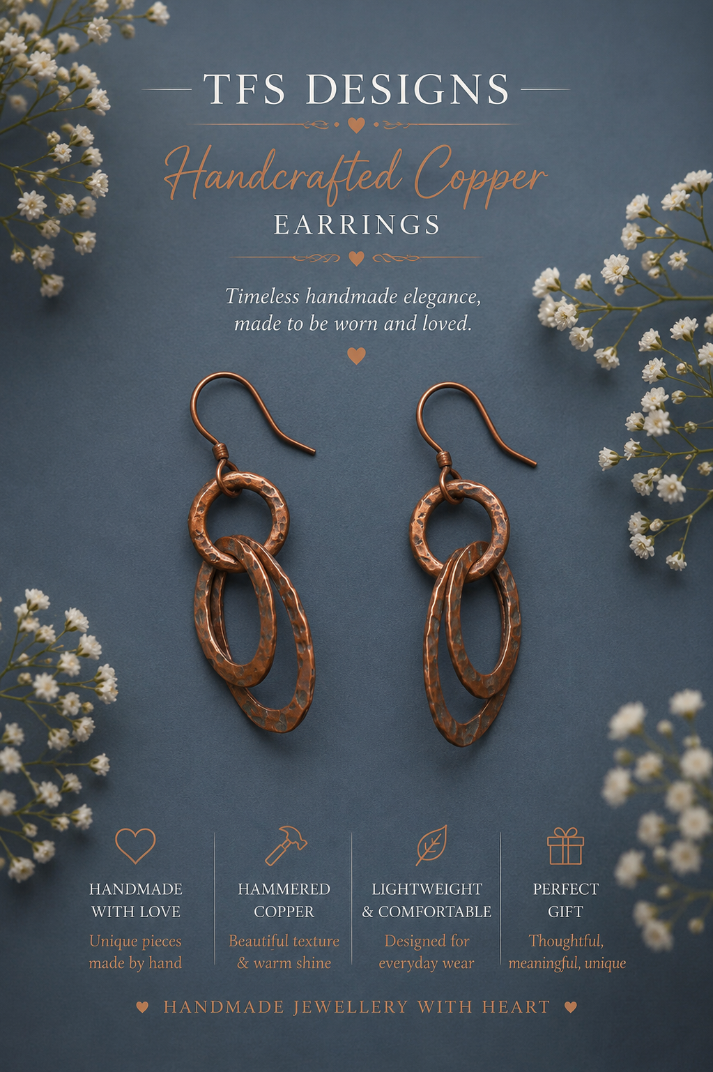 Copper Circle Necklace & Earring Set