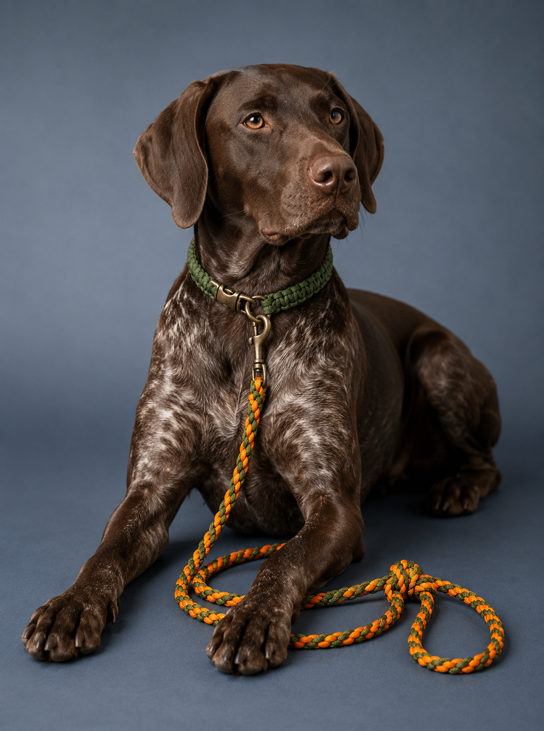 5ft 4 cord Orange & Green Braided Paracord Animal Lead
