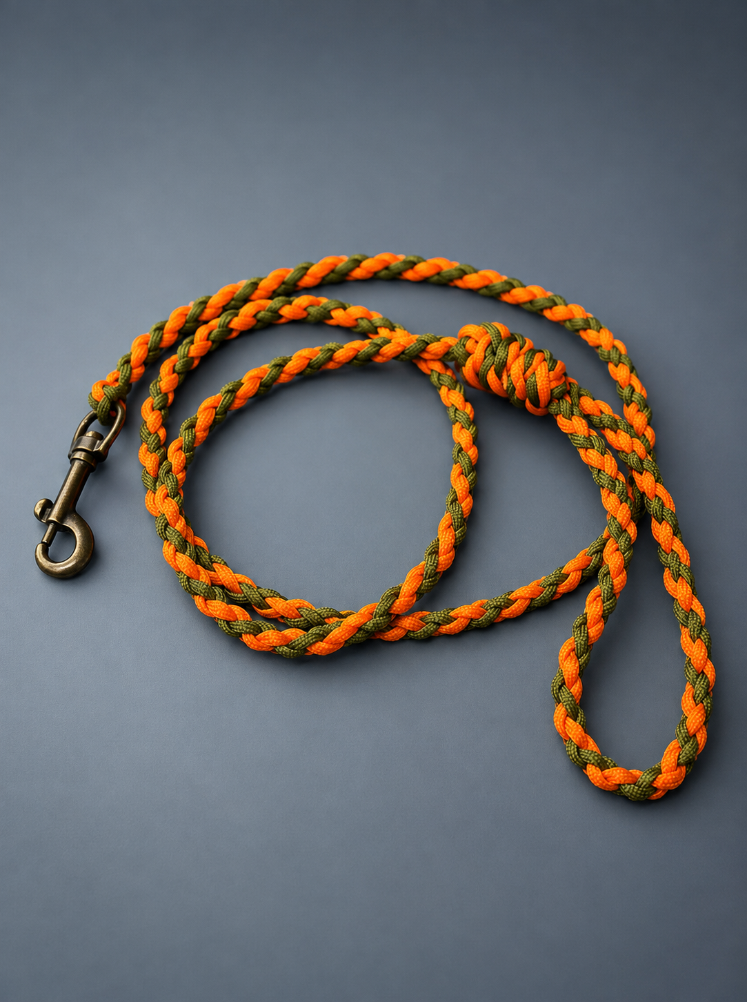 5ft 4 cord Orange & Green Braided Paracord Animal Lead