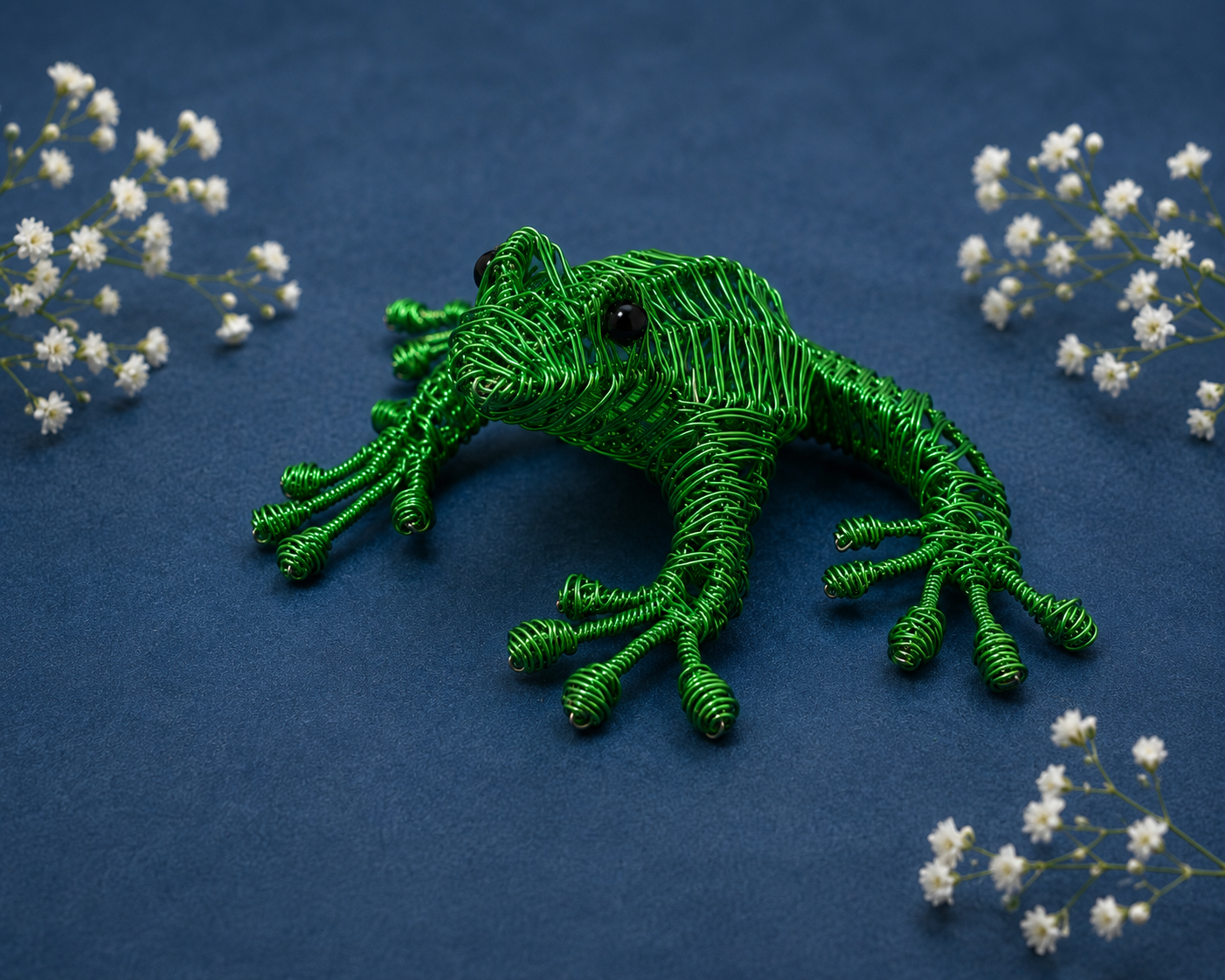 Green Wire Frog Sculpture