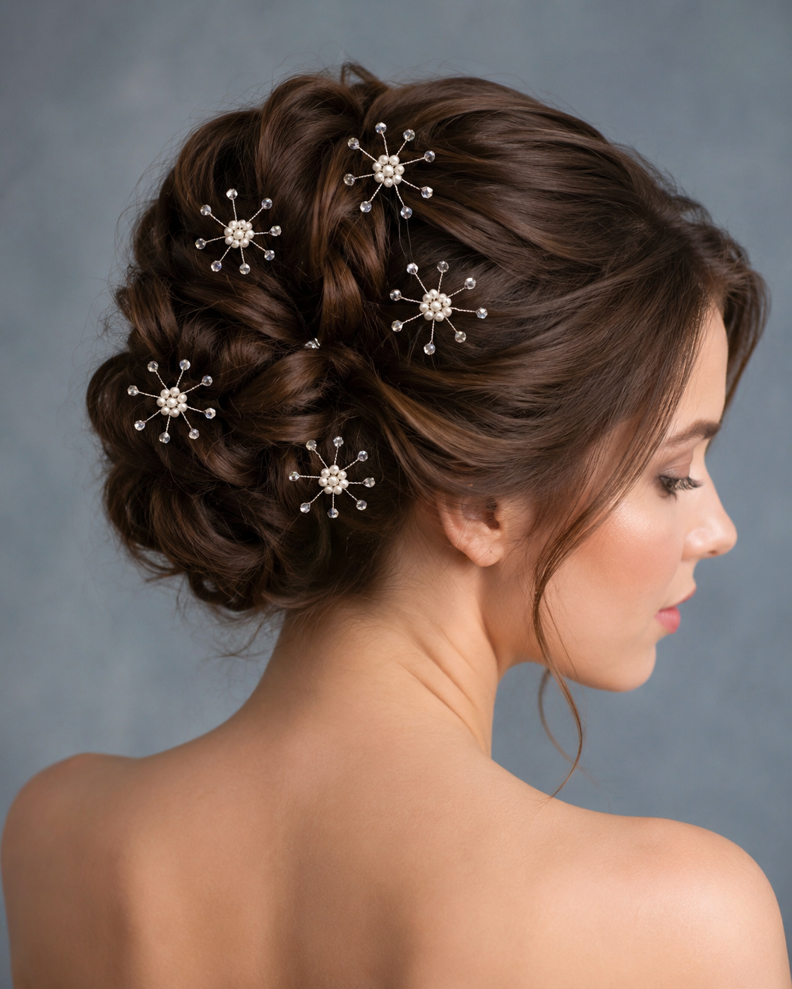 Faux Pearl, White and Silver Bead Wedding Bobby Pins – Set of 6