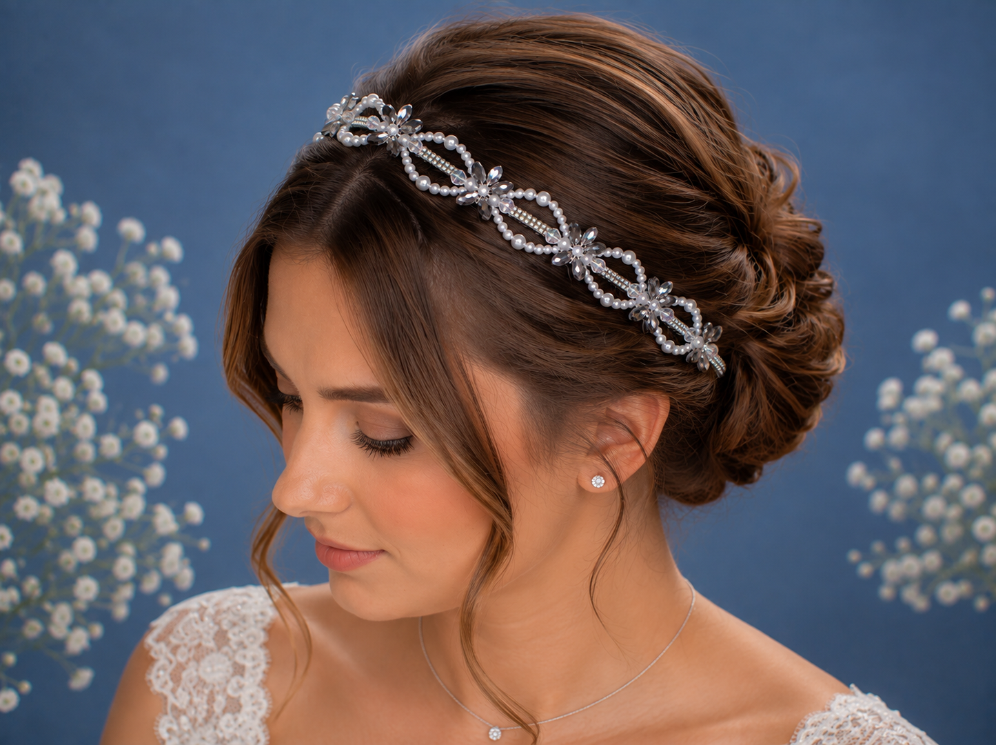 Faux Pearl & Rhinestone Handcrafted Bridal Tiara