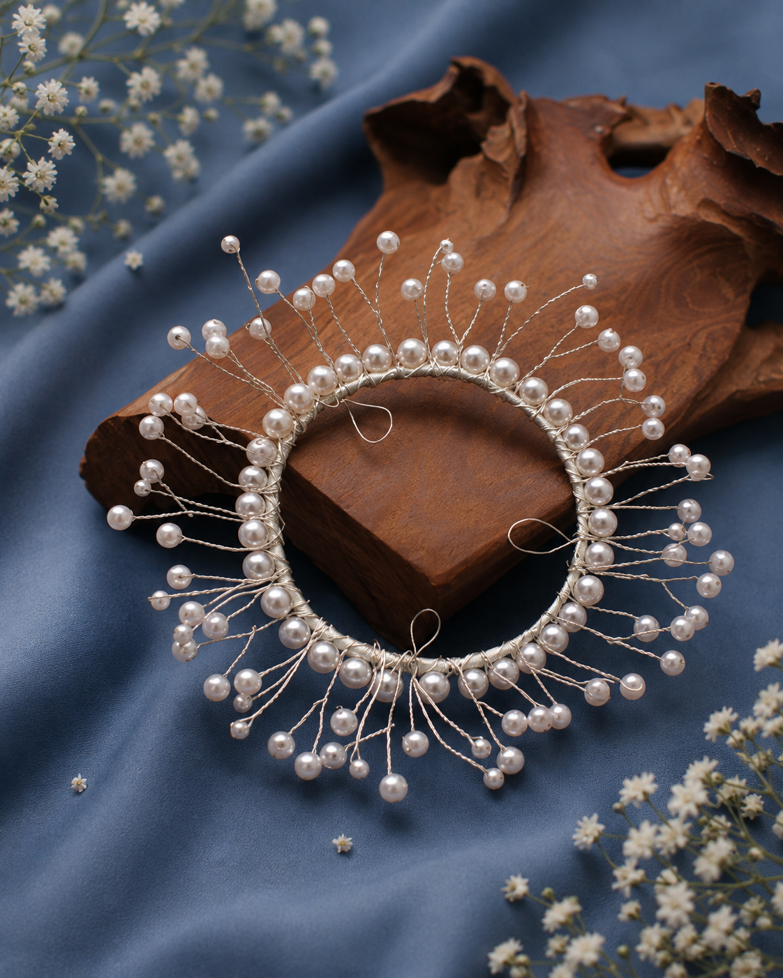 Handmade Pearl Spray Hair Bun Ring – Bridal Wedding Hair Accessory