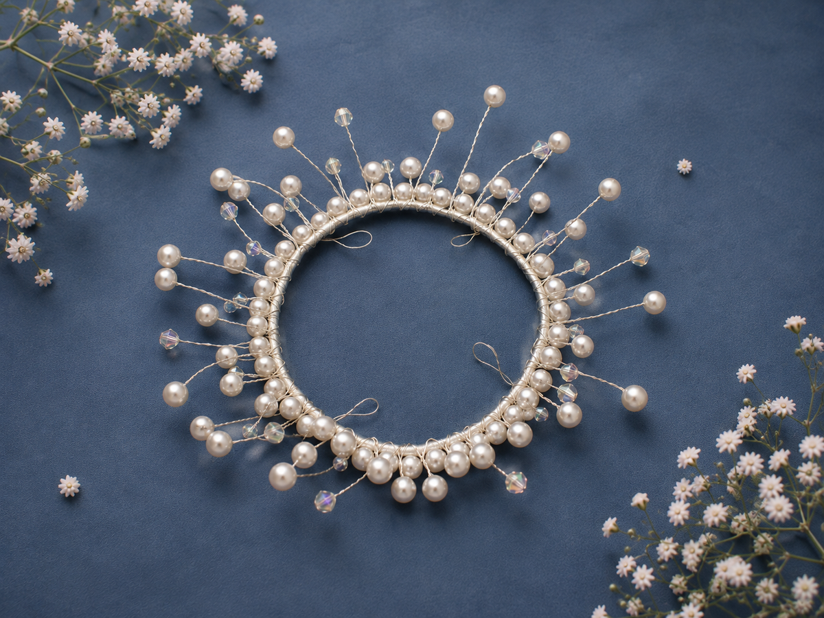 Handmade Pearl Spray Hair Bun Ring – Bridal Wedding Hair Accessory