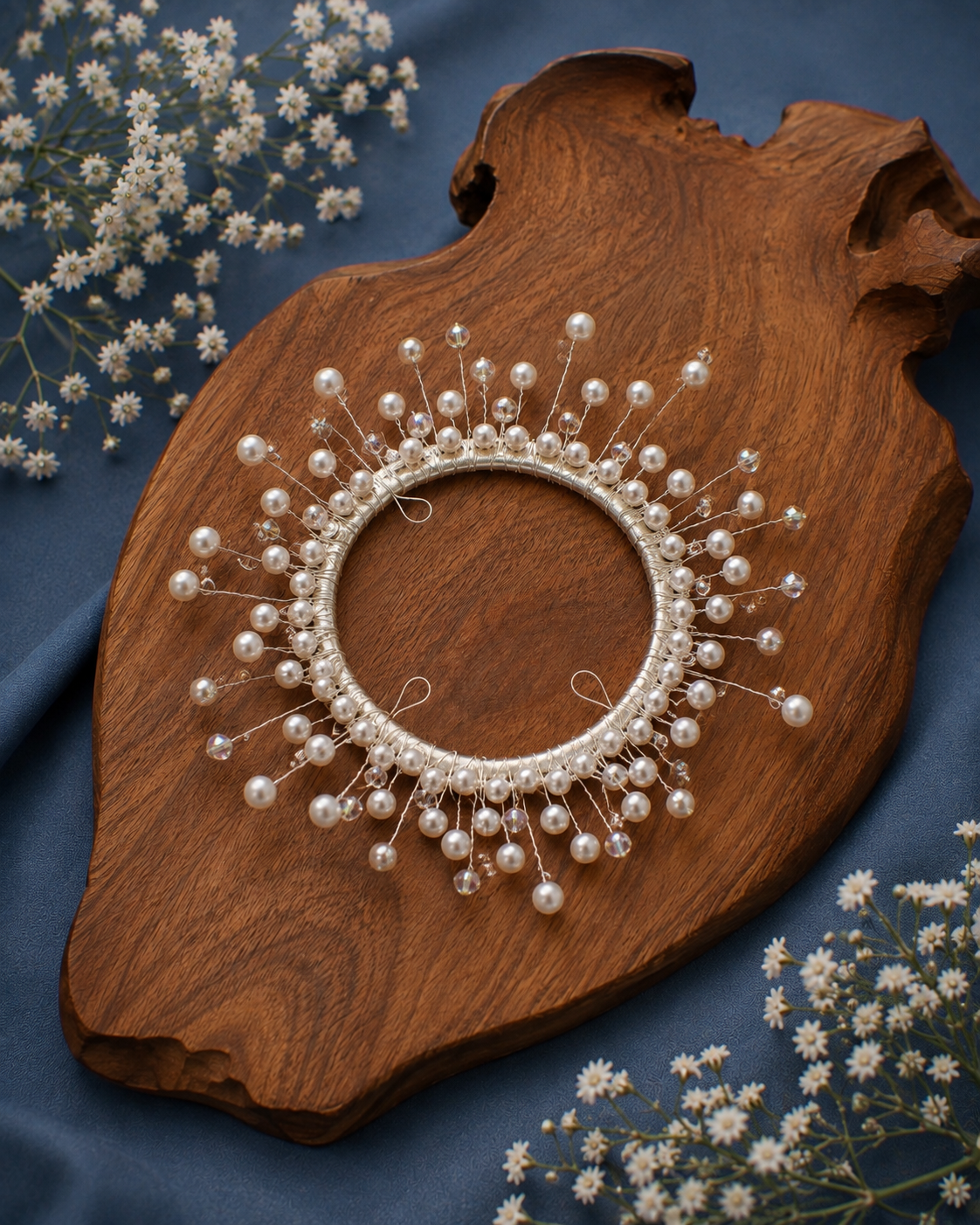 Handmade Pearl Spray Hair Bun Ring – Bridal Wedding Hair Accessory