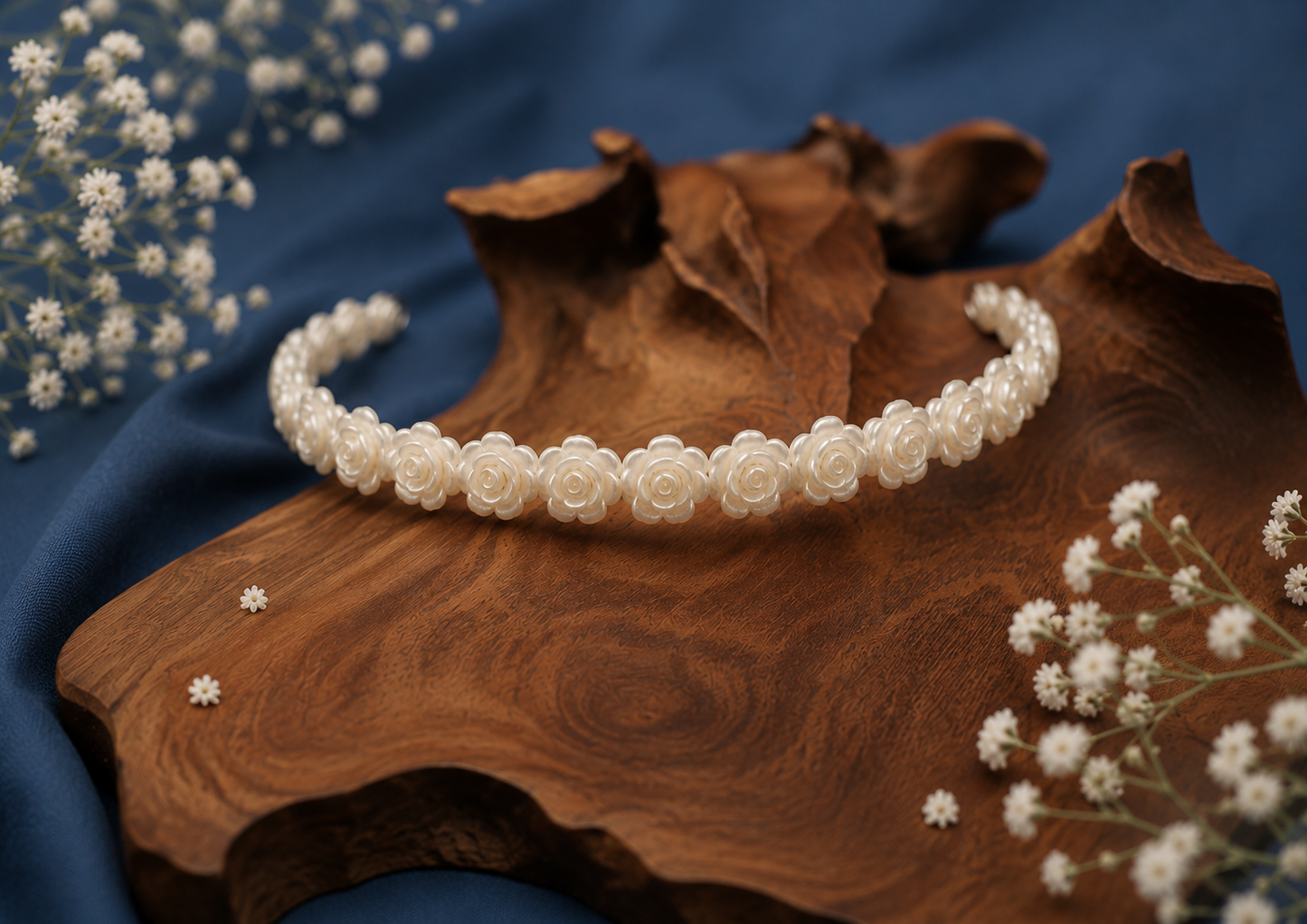 Cream Rose Floral Tiara