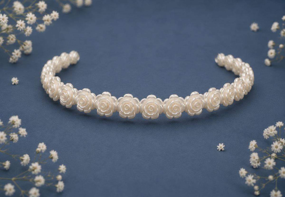 Cream Rose Floral Tiara