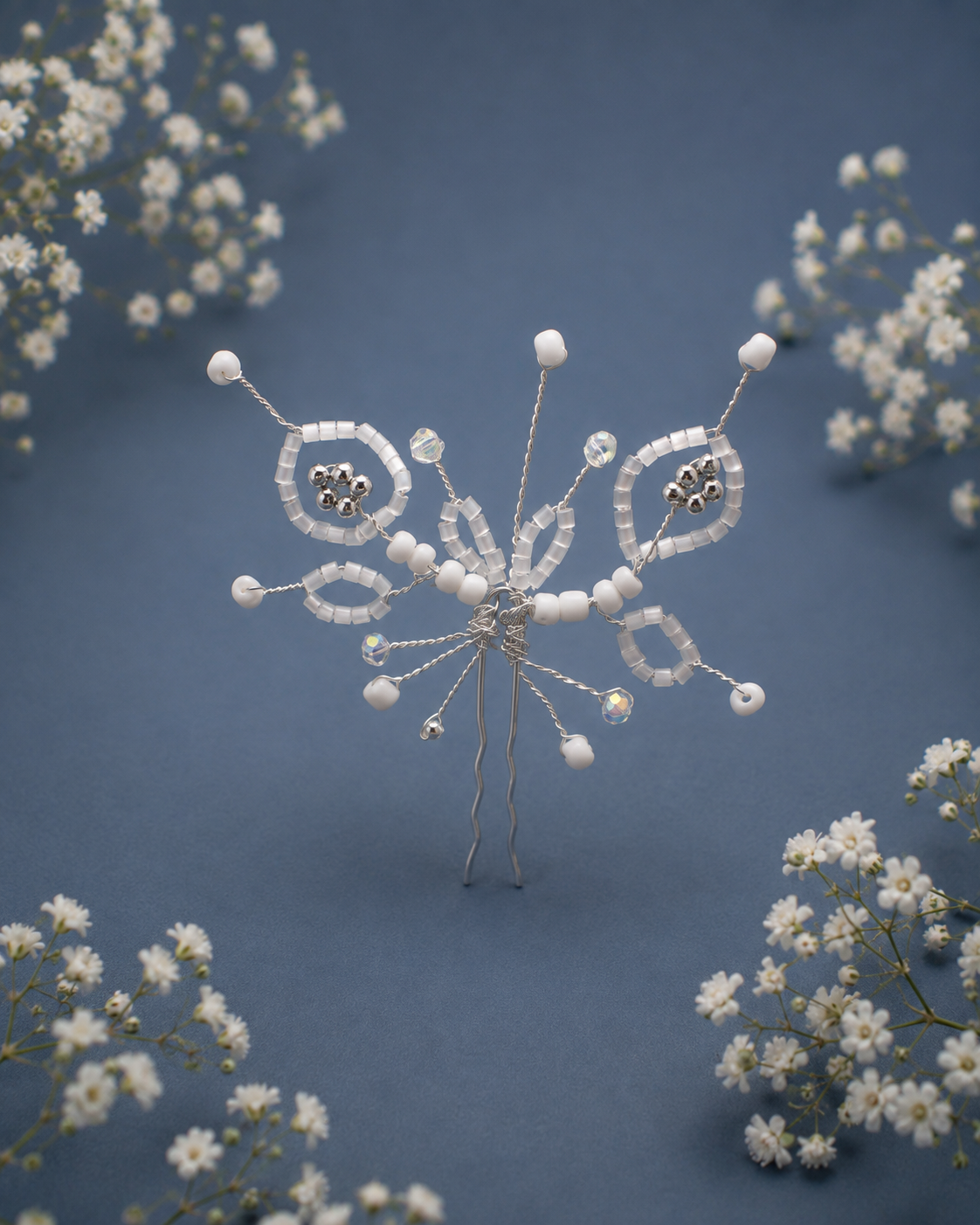 Handmade Pearl Butterfly Hair Pins with Miyuki Beads – Bridal & Wedding Hair Accessories.”