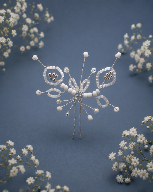 Handmade Pearl Butterfly Hair Pins with Miyuki Beads – Bridal & Wedding Hair Accessories.”