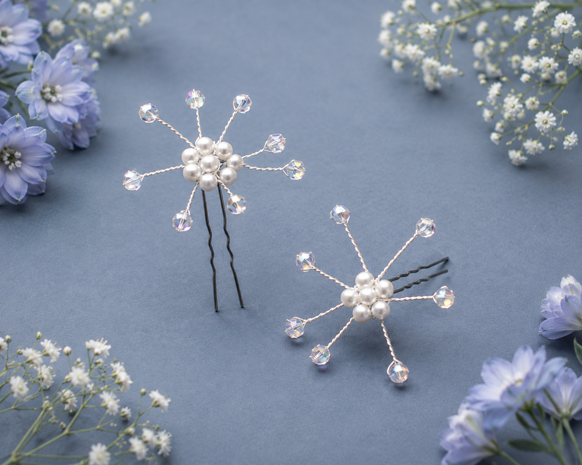 5 statement Beaded Wire Hair Clips