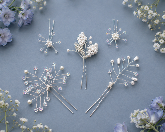 5 statement Beaded Wire Hair Clips