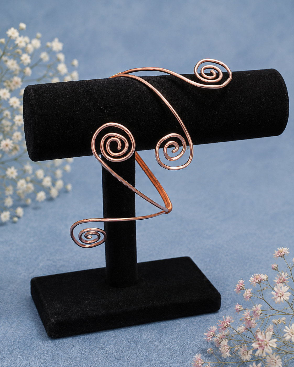 Copper Double Swirl Wire Wrapped Arm Bangle