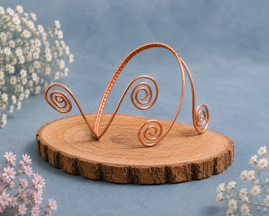 Copper Double Swirl Wire Wrapped Arm Bangle