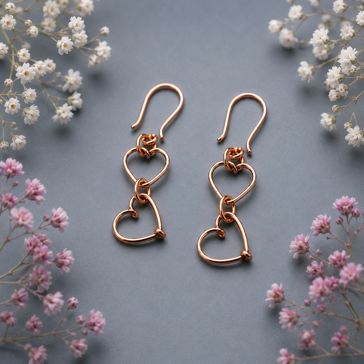 Handmade Copper Wire Heart Bracelet and Earring Set – Handmade Romantic Jewellery
