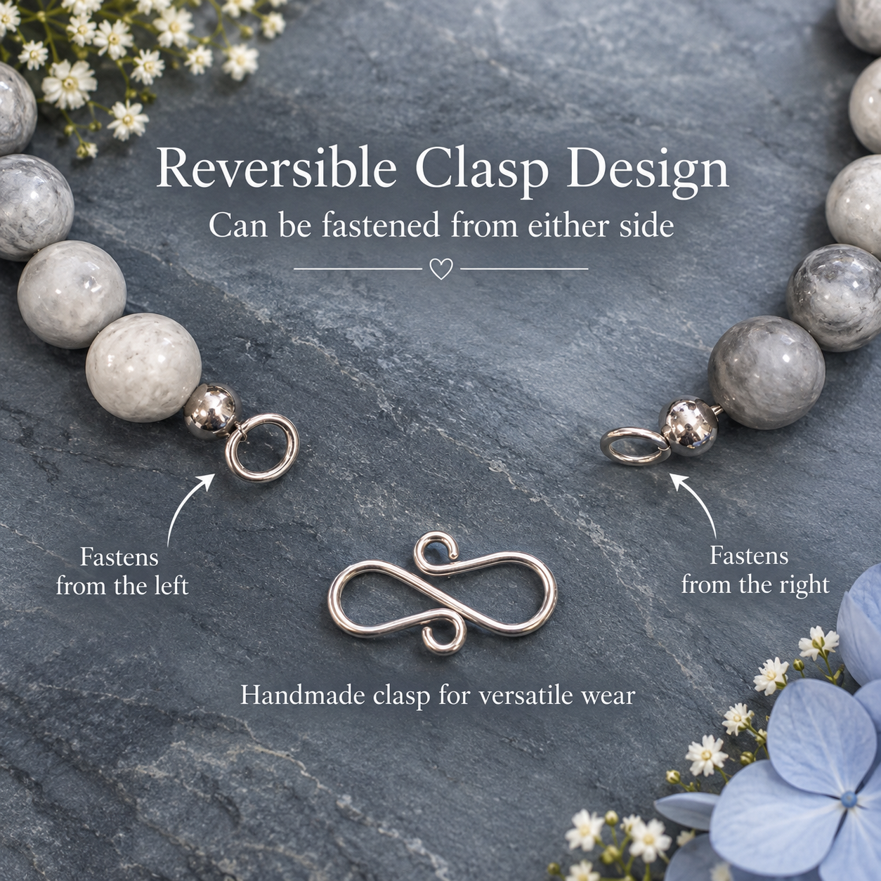 Ocean Jasper, Agate & Pink Agate Gemstone Necklace with Handmade Sterling Silver Clasp
