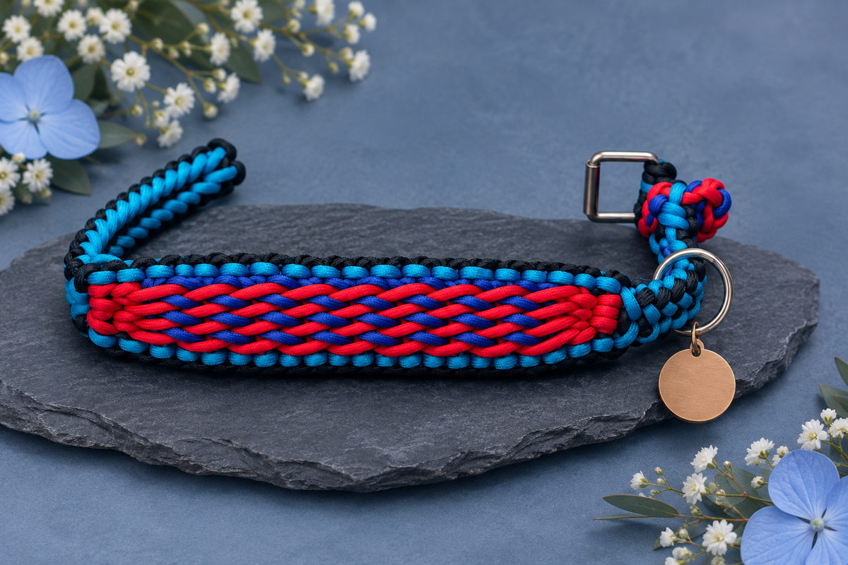 Semi-Adjustable Candy Stripe Paracord Sighthound Collar