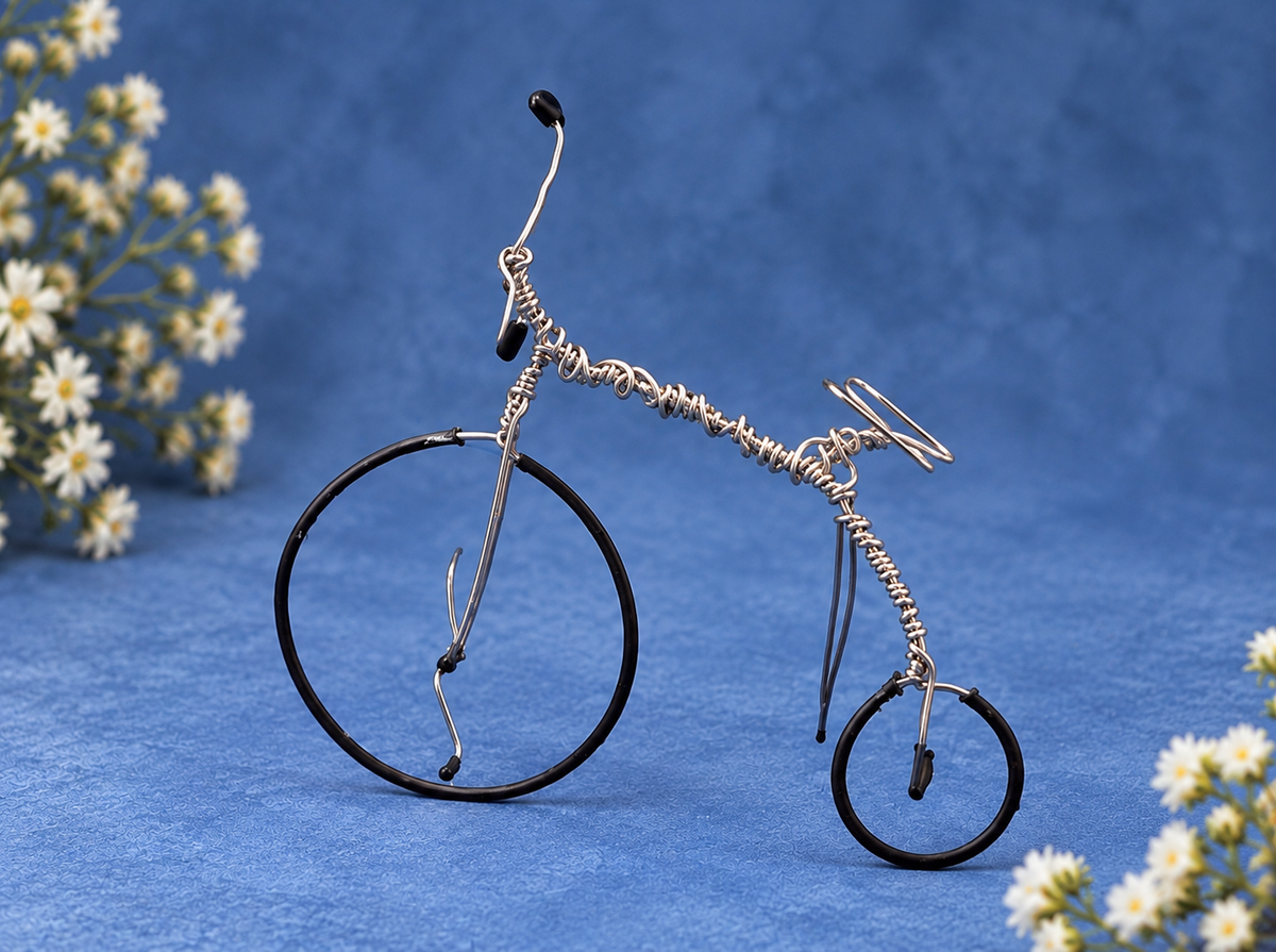Wire Bicycle Sculpture Set – Handmade Metal Art