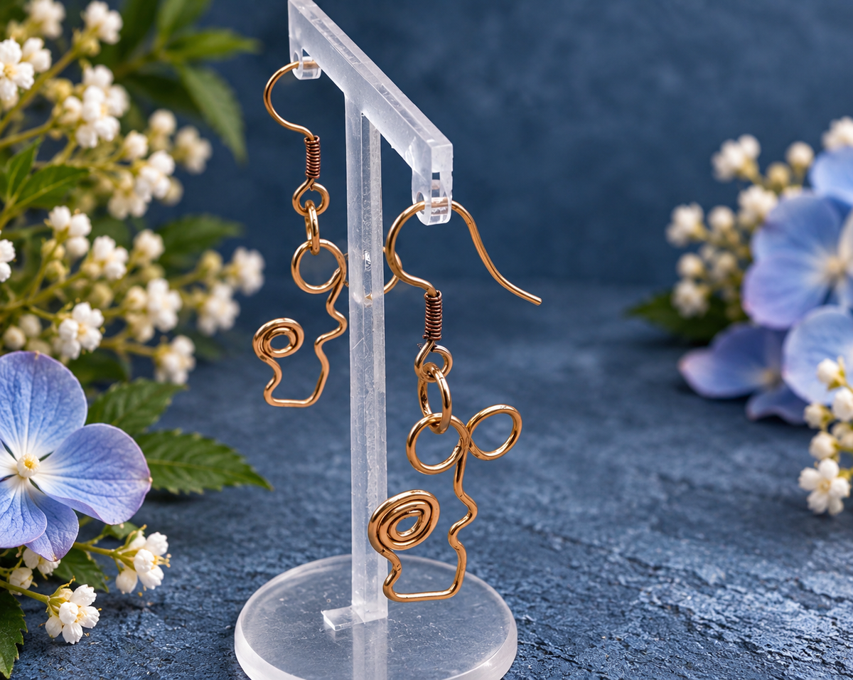 Champagne Gold Wire Drop Earrings