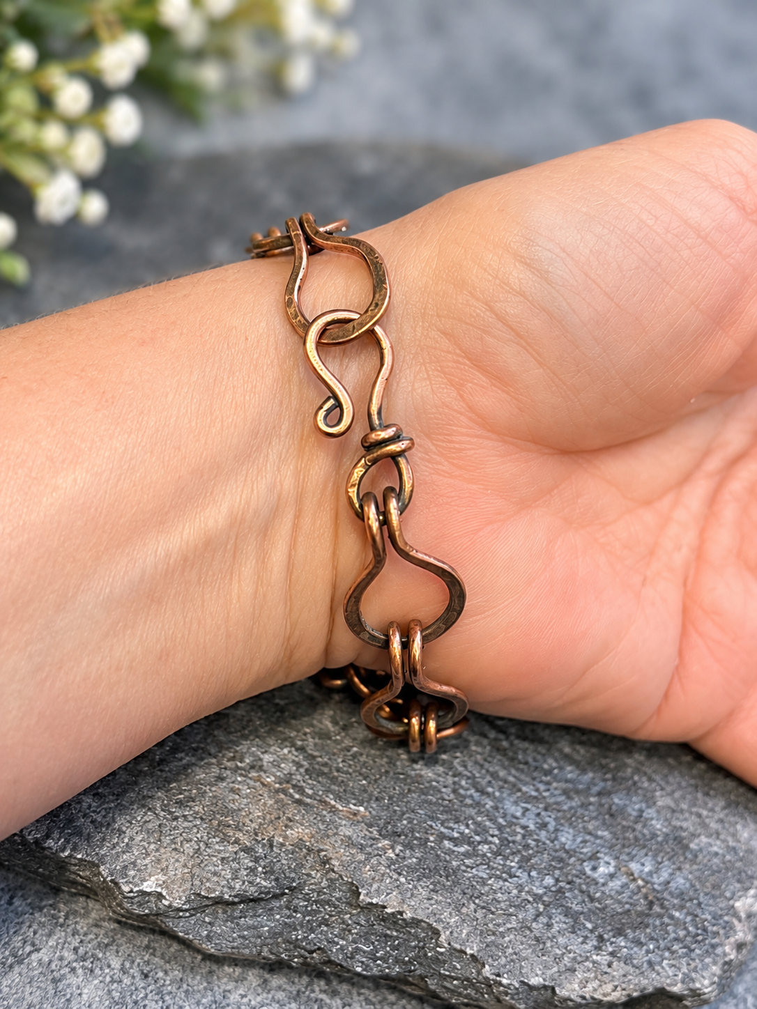 Rustic Heritage – Handmade Recycled Copper Link Bracelet
