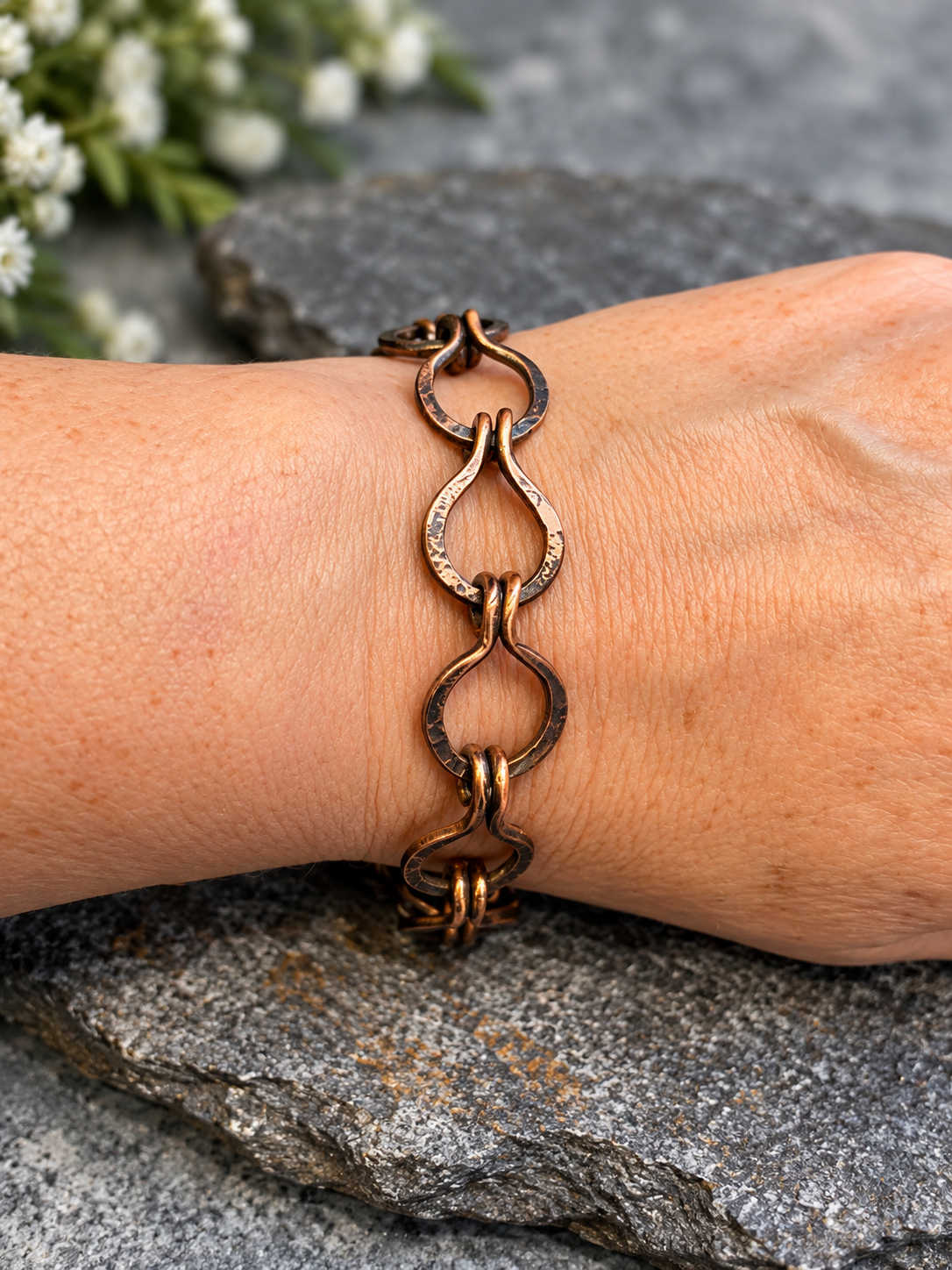Rustic Heritage – Handmade Recycled Copper Link Bracelet