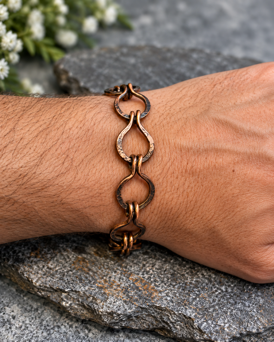 Rustic Heritage – Handmade Recycled Copper Link Bracelet