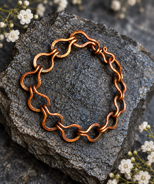 Rustic Heritage – Handmade Recycled Copper Link Bracelet