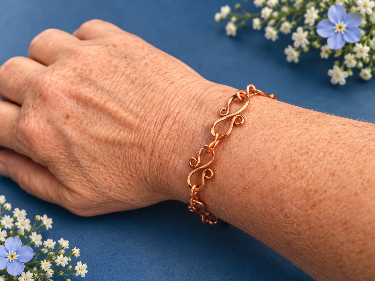 Handmade Copper Double Scroll Bracelet.