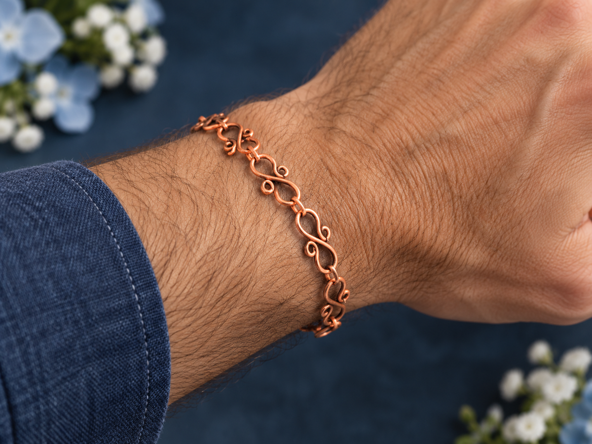 Handmade Copper Double Scroll Bracelet.