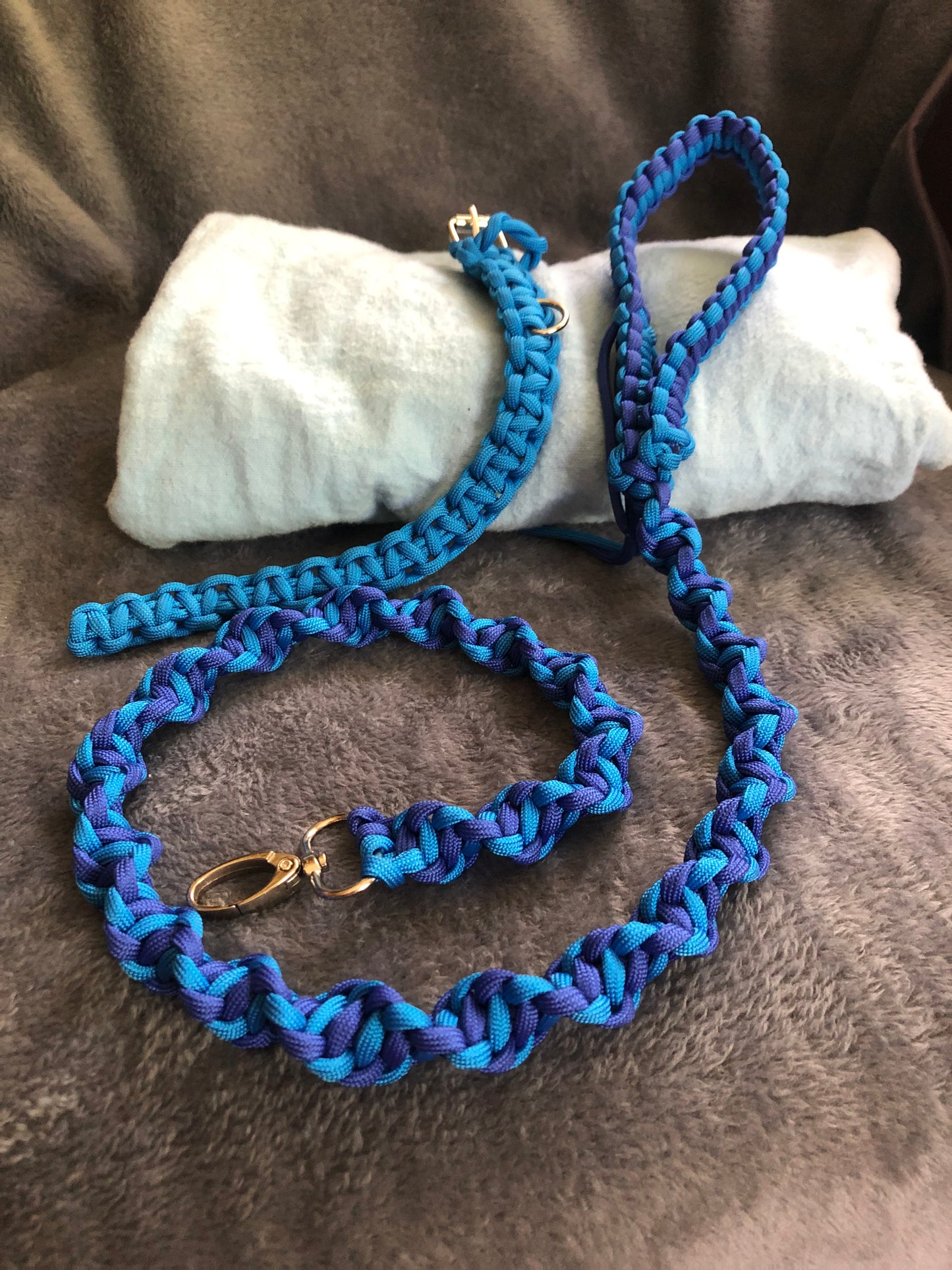 Blue DNA Spiral Paracord Puppy 3ft Lead and 9" collar set
