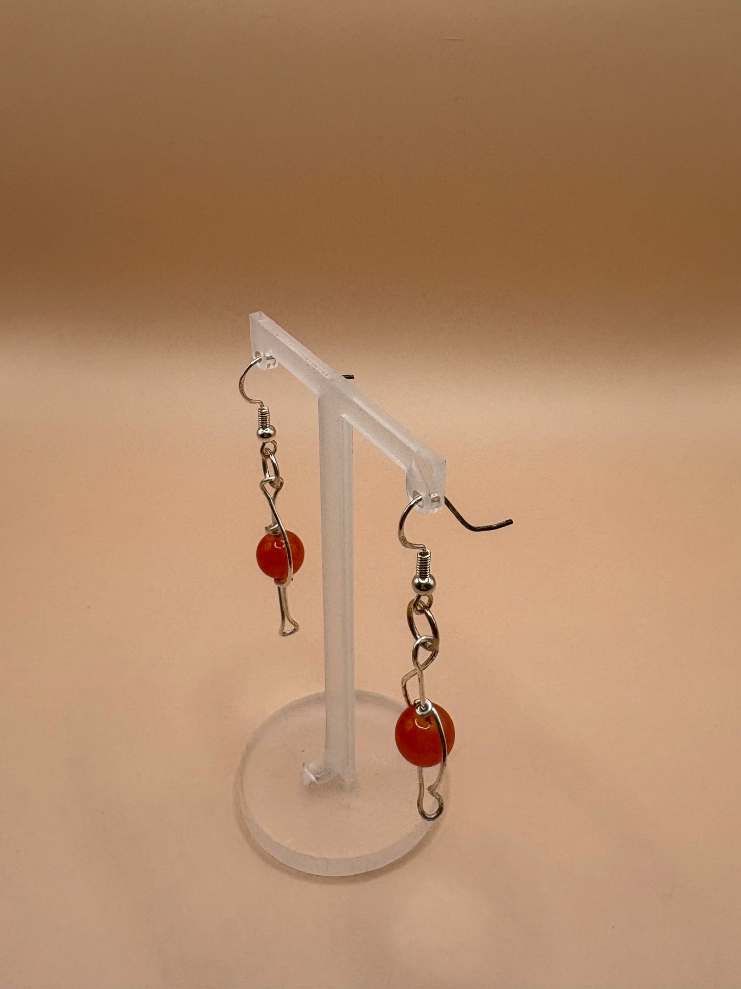 Sterling Silver Wire Earrings with carnelian Gemstones –