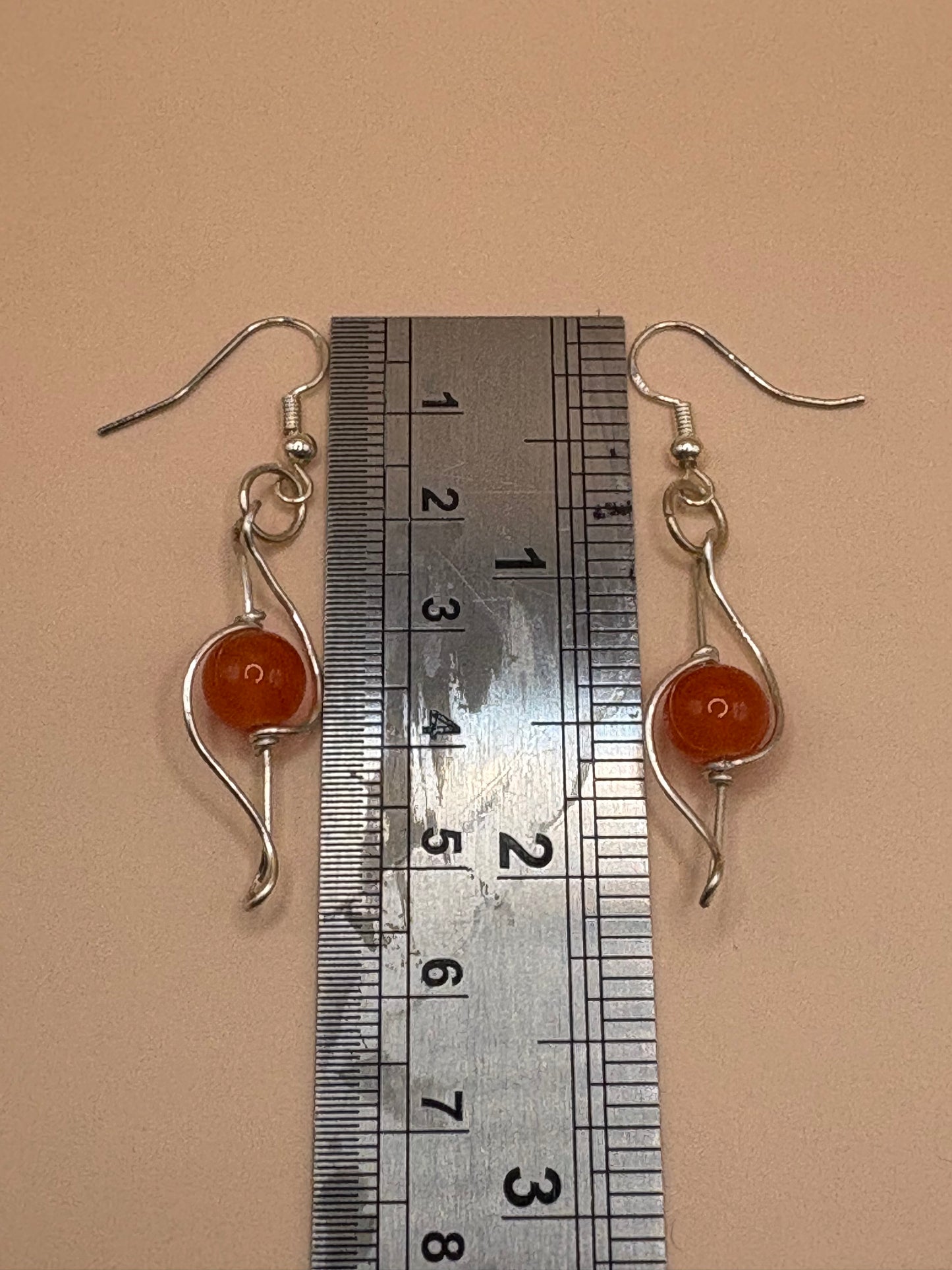 Sterling Silver Wire Earrings with carnelian Gemstones –