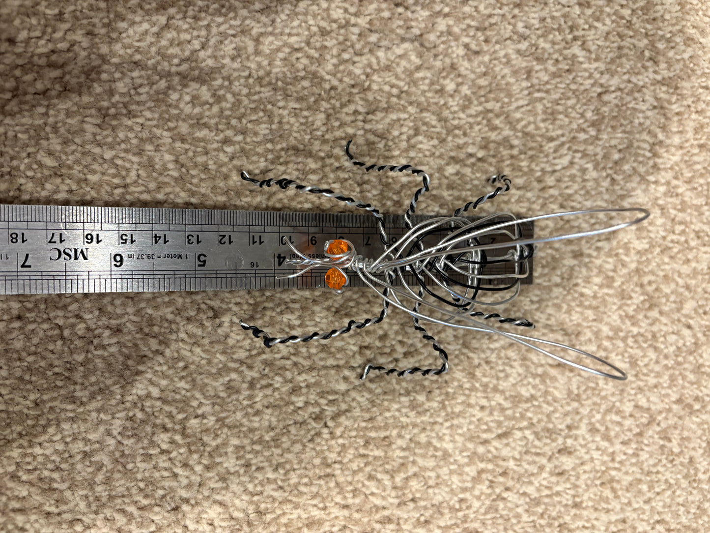 Handmade Wire mosquito Sculpture with Amber Eyes