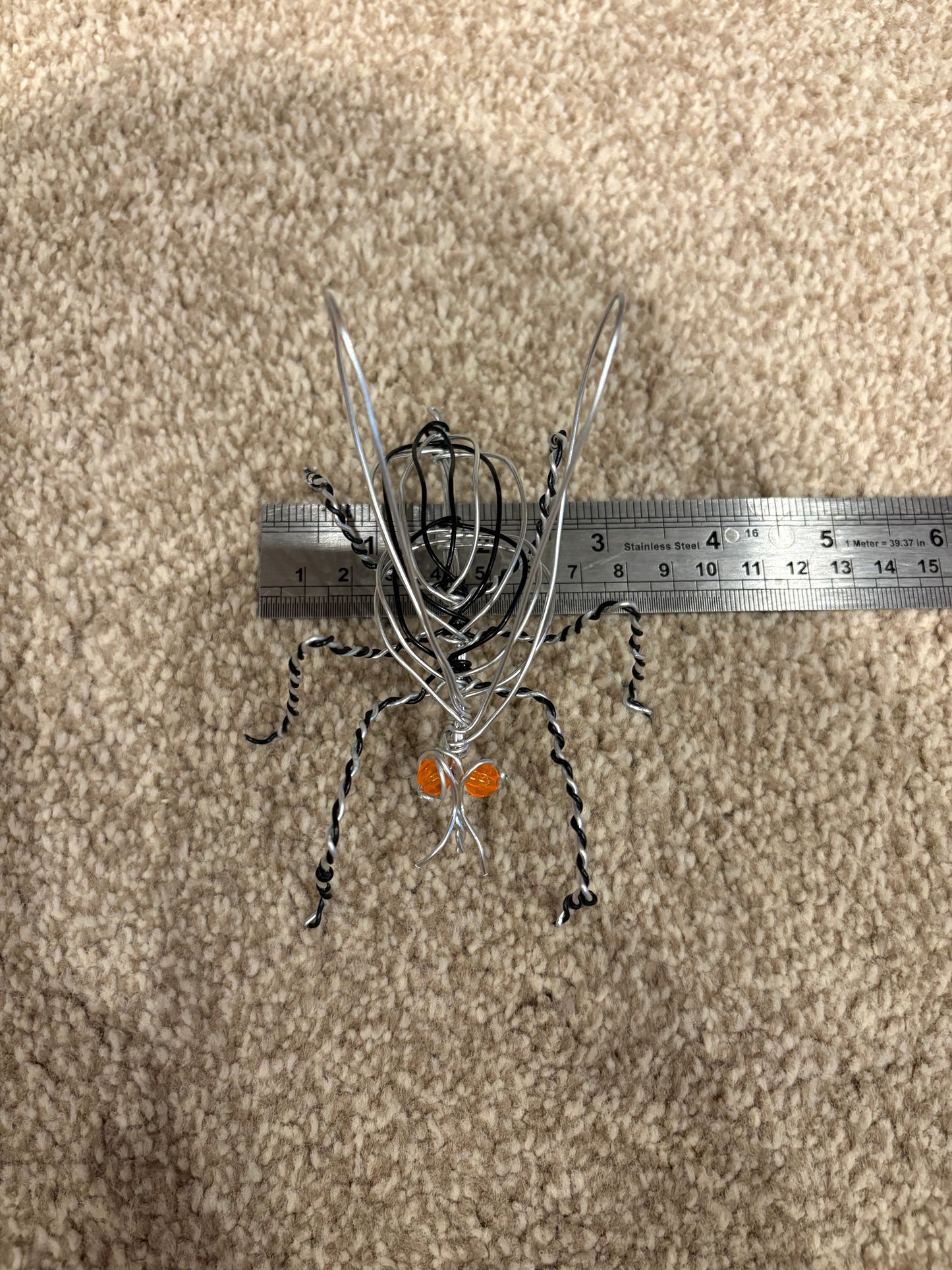 Handmade Wire mosquito Sculpture with Amber Eyes