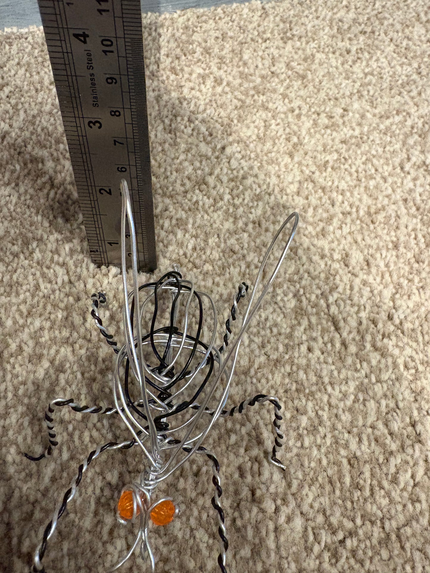 Handmade Wire mosquito Sculpture with Amber Eyes