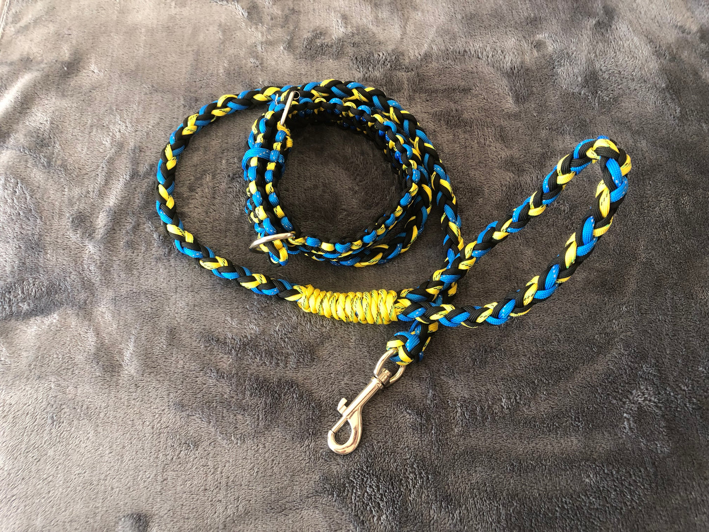 Blue & Yellow hi visability Paracord Dog Collar and Leash Set