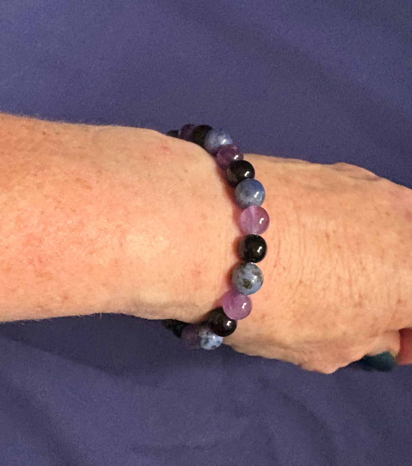 Amethyst, black agate sodalite Gemstone Bracelet