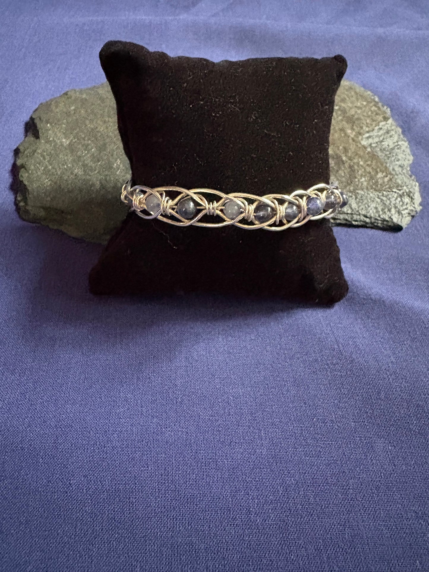 Silver Wire Lolite Bracelet – Handmade Gemstone Design