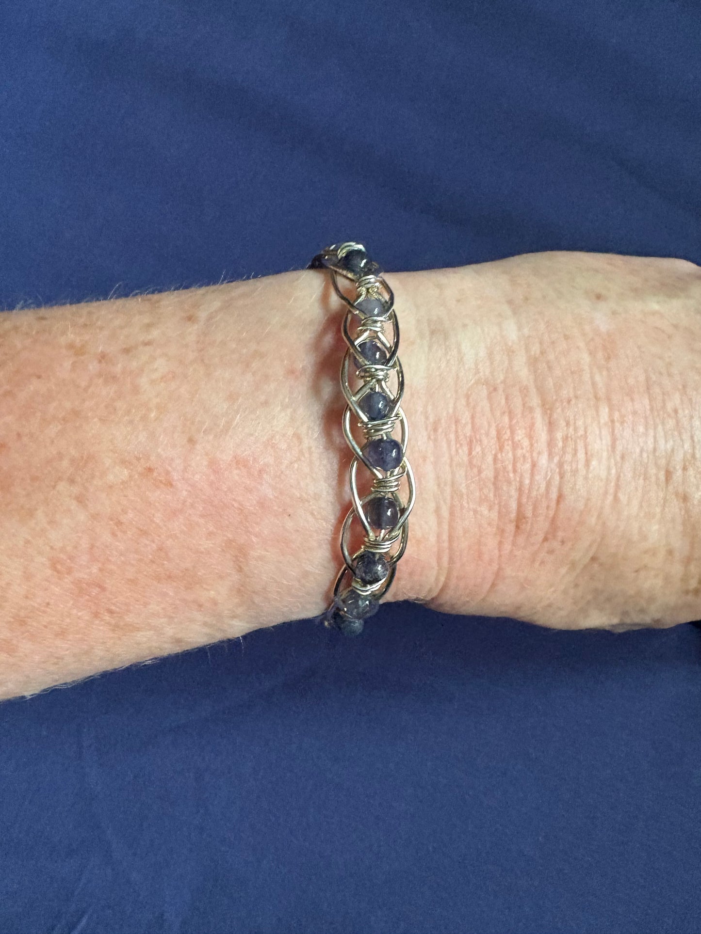 Silver Wire Lolite Bracelet – Handmade Gemstone Design