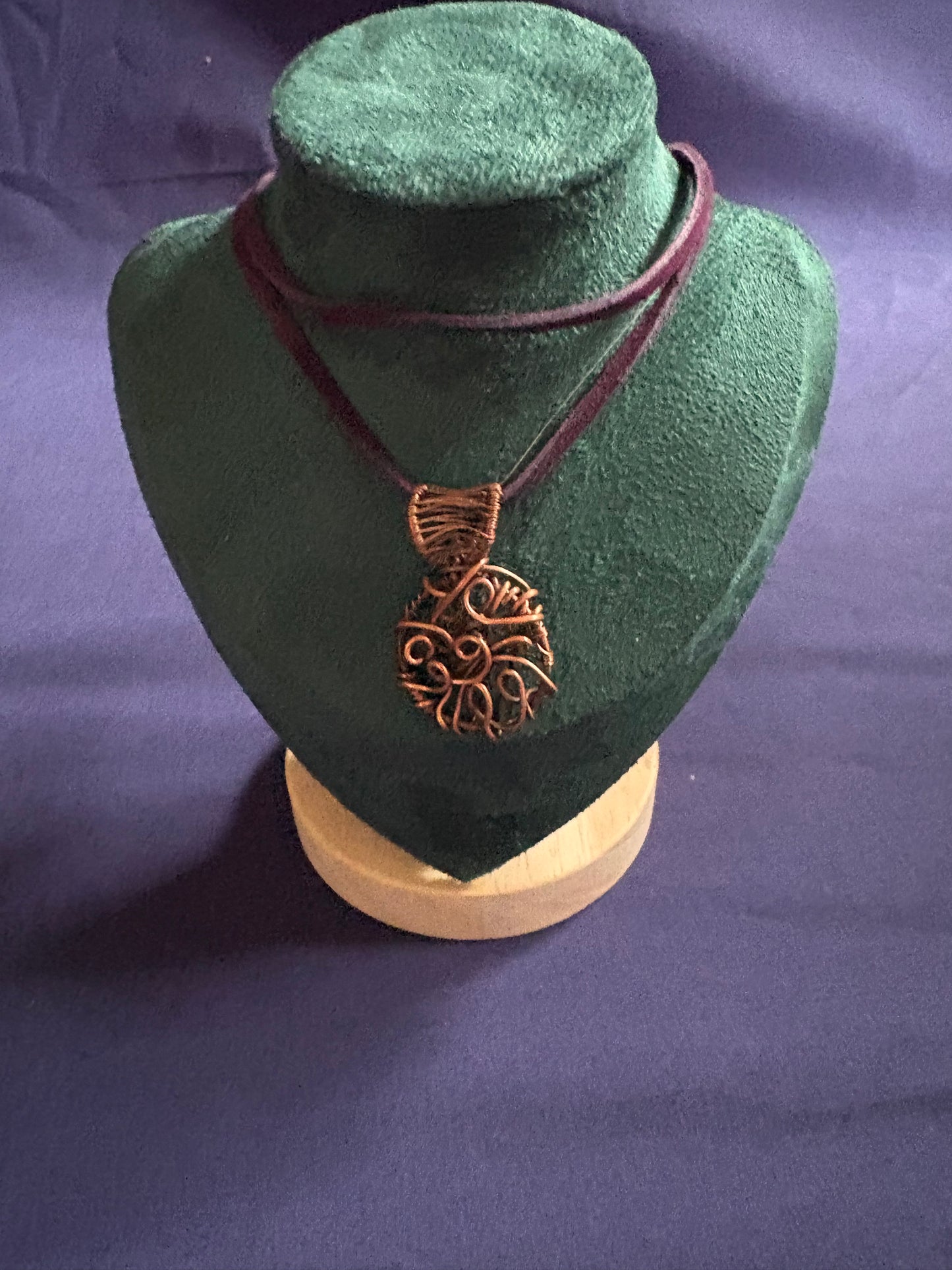 Copper Wire free form Art Pendant Necklace – Handmade