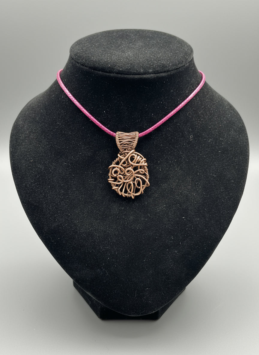 Copper Wire free form Art Pendant Necklace – Handmade