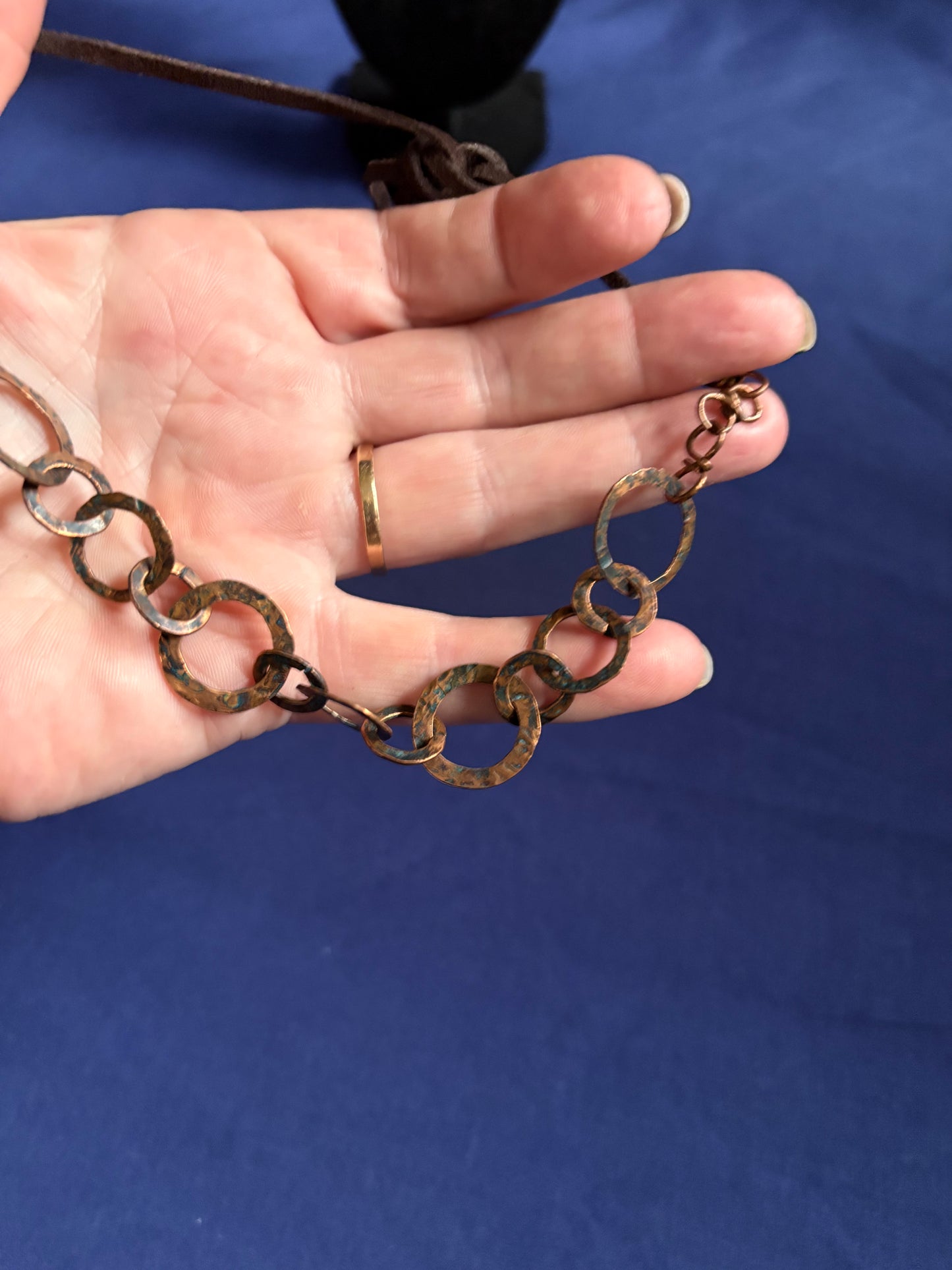 copper circles inter linked to form a beautiful necklace