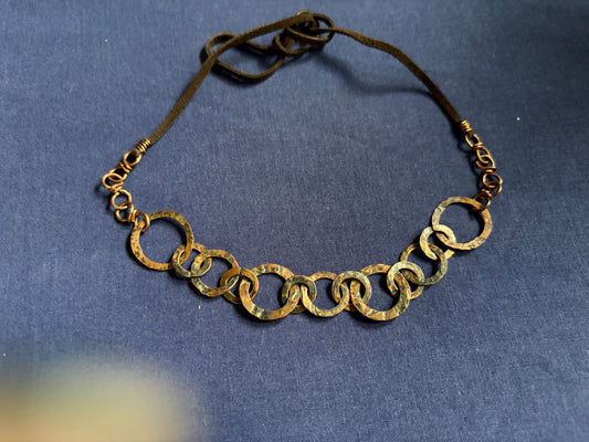 Hammered Copper Circle Chain Necklace