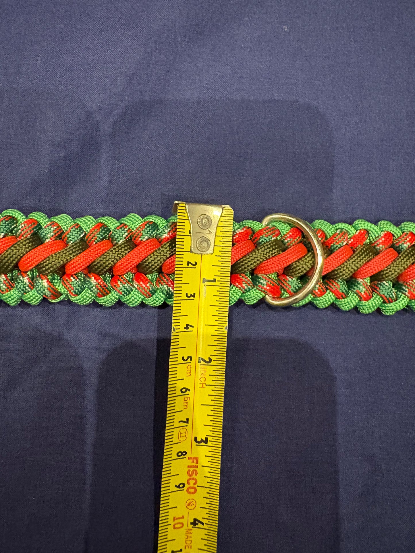 Christmas Candy striped 1.2” Wide 20” long Semi-Adjustable Paracord Dog Collar